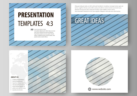 Set of business templates for presentation slides. Easy editable vector layouts in flat design. Blue color triangles and colorful polygones. Abstract polygonal style background.のイラスト素材