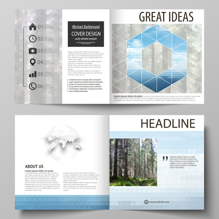 Templates for square design bi fold brochure, flyer.のイラスト素材