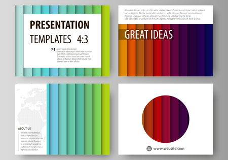 Set of business templates for presentation slides. Easy editable abstract layouts in flat design, vector illustration. Bright color rectangles, colorful design with overlapping geometric rectangular shapes forming abstract beautiful background.のイラスト素材