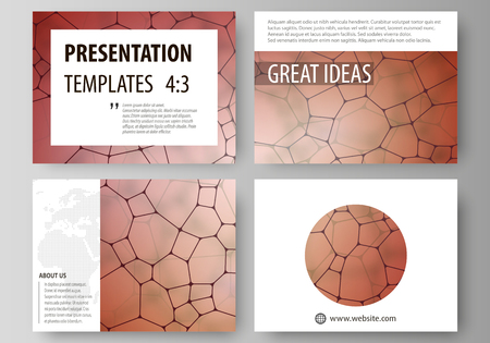 Business templates for presentation slides. Abstract vector layouts in flat design. Chemistry pattern, molecular texture, polygonal molecule structure, cell. Medicine, science, microbiology concept.のイラスト素材