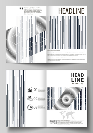 Business templates for bi fold brochure, magazine, flyer. Cover design template, abstract vector layout in A4 size. Simple monochrome geometric pattern. Minimalistic pattern. Gray color shapes.のイラスト素材