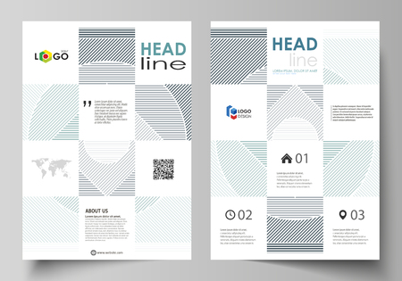 Business templates for brochure, flyer, report. Cover design template, abstract vector layout in A4 size. Minimalistic background with lines. Gray color geometric shapes forming beautiful pattern.のイラスト素材