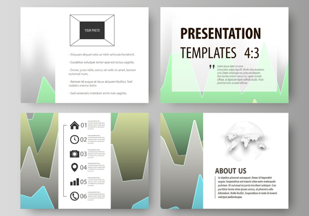 The minimalistic abstract vector illustration of the editable layout of the presentation slides design business templates. Rows of colored diagram with peaks of different height.のイラスト素材