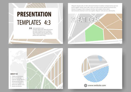 Set of business templates for presentation slides. Easy editable layouts. City map with streets. Flat design template, tourism businesses, abstract vector illustration.のイラスト素材