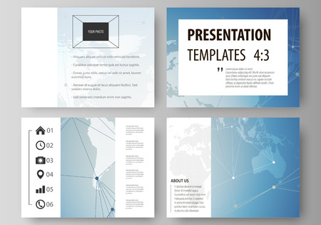 The minimalistic abstract vector illustration of the editable layout of the presentation slides design business templates. Polygonal geometric linear texture. Global network, dig data concept.のイラスト素材