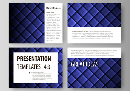 Set of business templates for presentation slides. Easy editable abstract vector layouts in flat design. Shiny fabric, rippled texture, blue color silk, colorful vintage style background.のイラスト素材