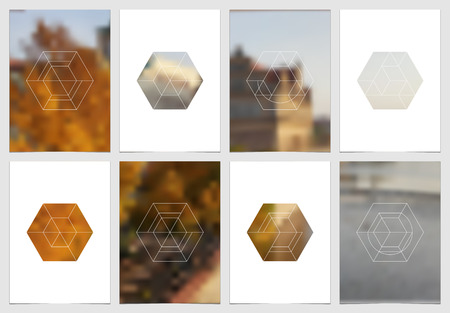The minimalistic style geometric masks and shapes, editable layouts of A4 format design templates.のイラスト素材