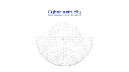Cyber security and information protection. Protect mechanism, system privacy icon isolated on white background. Protection concept, information privacy idea, technology background. Vector illustration.のイラスト素材