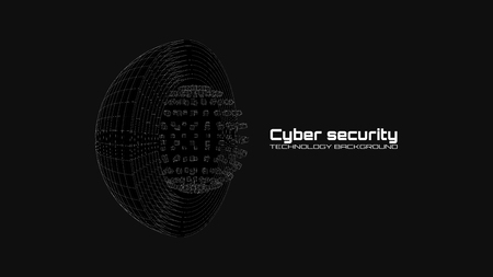 Cyber security and information protection. Protect mechanism, system privacy icon isolated on black background.のイラスト素材
