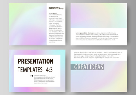 Set of business templates for presentation slides. Easy editable abstract vector layouts in flat design. Hologram, background in pastel colors with holographic effect. Blurred colorful pattern, futuristic surreal texture.のイラスト素材