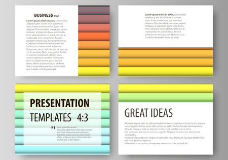 Set of business templates for presentation slides. vector layouts in flat style. Bright color rectangles, colorful design, geometric rectangular shapes forming abstract beautiful background.のイラスト素材