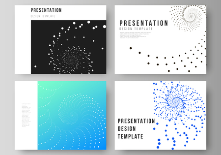 The minimalistic abstract vector illustration of the editable layout of the presentation slides design business templates. Geometric technology background. Abstract monochrome vortex trail.のイラスト素材