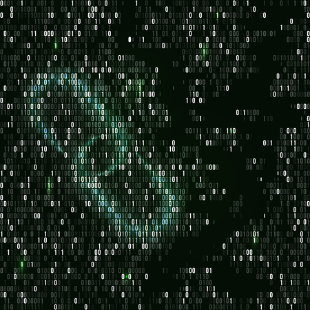 Blockchain hyperlink symbol. Binary code vector background with numbers one and zero. Cryptocurrency...