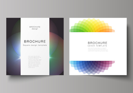 The minimal vector illustration of editable layout of square format covers design templates for brochure, flyer, magazine. Abstract colorful geometric backgrounds in minimalistic design to choose fromのイラスト素材