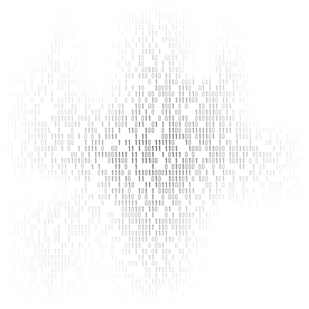 Binary code vector background with numbers one and zero. Artificial intelligence. Big data. Smart system. Coding or hacker concept, digital technology background. Vector illustration.のイラスト素材