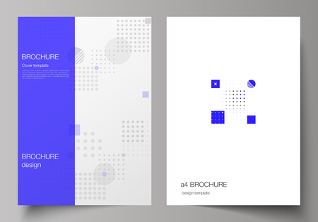 The vector layout of A4 format modern cover mockups design templates for brochure, magazine, flyer, booklet, annual report. Abstract vector background with fluid geometric shapesのイラスト素材