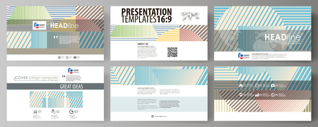Business templates in HD format for presentation slides. Easy editable abstract vector layouts in flat design. Minimalistic design with lines, geometric shapes forming beautiful background.のイラスト素材