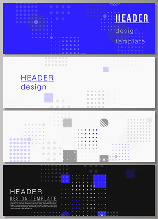 The minimalistic vector illustration of the editable layout of headers, banner design templates. Abstract vector background with fluid geometric shapesのイラスト素材