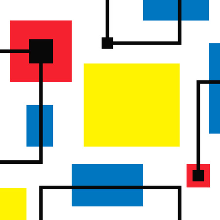 Abstract polygonal background with rectangular shapes, colorful mosaic pattern, retro bauhaus de stijl design.のイラスト素材
