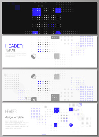 The minimalistic vector illustration of the editable layout of headers, banner design templates. Abstract vector background with fluid geometric shapes.のイラスト素材