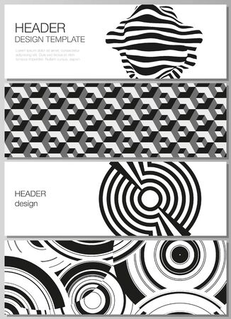 The minimalistic vector illustration of the editable layout of headers, banner design templates. Trendy geometric abstract background in minimalistic flat style with dynamic composition.のイラスト素材