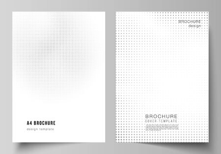 Vector layout of A4 cover mockups design templates for brochure, flyer layout, booklet, cover design, brochure cover. Halftone effect decoration with dots. Dotted pattern for grunge style decoration.のイラスト素材