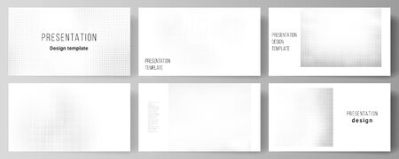 Vector layout of presentation slides design business templates, multipurpose template for presentation brochure, brochure cover. Halftone effect decoration with dots. Dotted pattern for grunge style.のイラスト素材