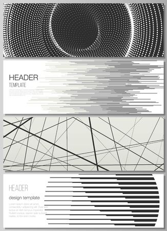 The minimalistic vector illustration of the editable layout of headers, banner design templates. Geometric abstract background, futuristic science and technology concept for minimalist designのイラスト素材
