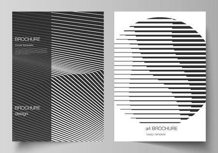 Vector layout of A4 format modern cover mockups design templates for brochure, flyer, booklet, report. Geometric abstract background, futuristic science and technology concept for minimalistic designのイラスト素材