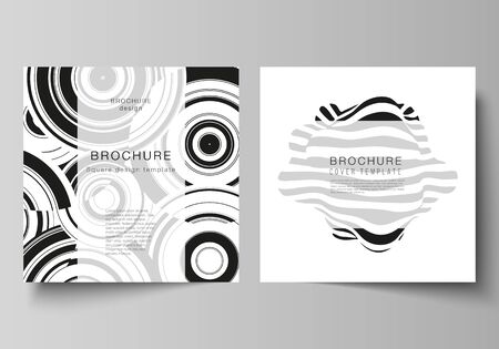 The minimal vector layout of two square format covers design templates for brochure, flyer, magazine. Trendy geometric abstract background in minimalistic flat style with dynamic compositionのイラスト素材