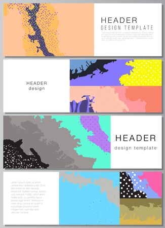 Vector layout of headers, banner design templates for website footer design, horizontal flyer design, website header. Japanese pattern template. Landscape background decoration in Asian style.のイラスト素材