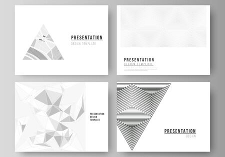 The minimalistic abstract vector illustration layout of the presentation slides design business templates. Abstract geometric triangle design background using different triangular style patterns.のイラスト素材