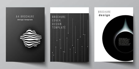 Vector layout of A4 format cover mockups design templates for brochure, flyer layout, booklet, cover design, book design, brochure cover. Tech science future background, space astronomy concept.のイラスト素材
