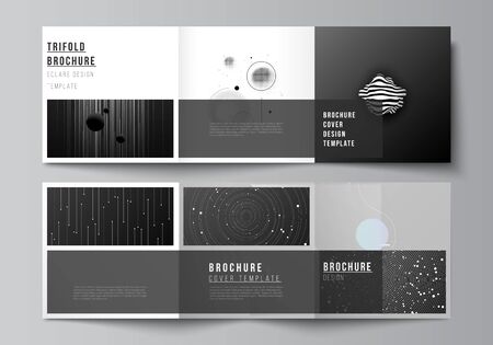 Vector layout of square format covers design templates for trifold brochure, flyer, magazine, cover design, book design, brochure cover. Tech science future background, space astronomy concept.のイラスト素材