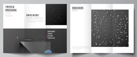Vector layouts of covers design templates for trifold brochure, flyer layout, magazine, book design, brochure cover, advertising mockups. Tech science future background, space design astronomy concept.のイラスト素材