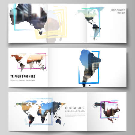 Vector layout of square format cover templates for trifold brochure, flyer, cover design, book...