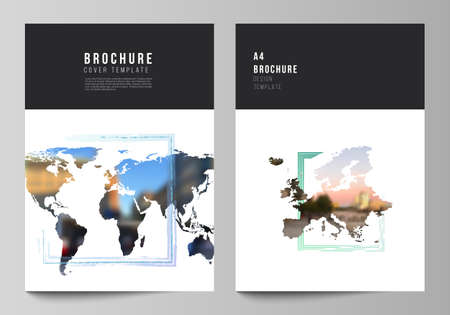 Vector layout of A4 cover mockups templates for brochure, flyer layout, cover design, book design,...