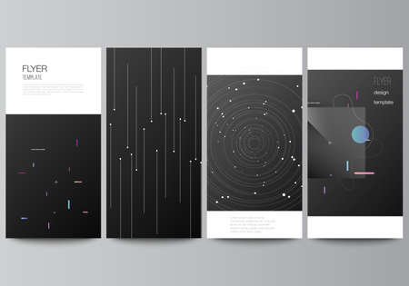 Vector layout of flyer, banner design templates for website advertising design, vertical flyer design, website decoration backgrounds. Tech science future background, space design astronomy concept.のイラスト素材