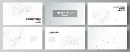 Vector layout of presentation slides design business templates, template for presentation brochure, brochure cover, report. Gray technology background with connecting lines and dots. Network concept.のイラスト素材