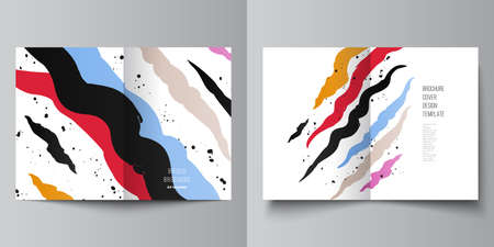 Vector layout of two A4 cover mockups design templates for bifold brochure, flyer, magazine, cover design, book design, brochure cover, agency, corporate, business, portfolio, pitch deck, startup.のイラスト素材