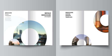 Vector layout of two A4 cover mockups templates for bifold brochure, flyer, magazine, cover design,...