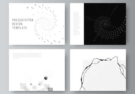Vector layout of the presentation slides design business templates, template for presentation brochure, brochure cover, report. Abstract technology black color science background. High tech concept.のイラスト素材