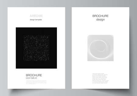 Vector layout of A4 cover mockups templates for brochure, flyer layout, booklet, cover design, book design. Abstract technology black color science background. Digital data. Minimalist high tech.のイラスト素材