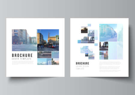 Vector layout of two square format covers templates for brochure, flyer, magazine, cover design,...
