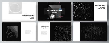Vector layout of the presentation slides design business templates, template for presentation brochure, brochure cover, report. Abstract technology black color science background. High tech concept.のイラスト素材