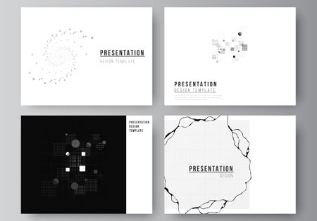 Vector layout of the presentation slides design business templates, template for presentation brochure, brochure cover, report. Abstract technology black color science background. High tech concept.のイラスト素材