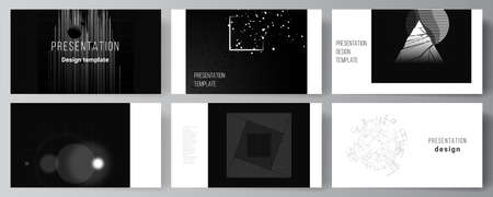 Vector layout of the presentation slides design templates for presentation brochure, brochure cover. Black color technology background. Digital visualization of science, medicine, technology concept.のイラスト素材