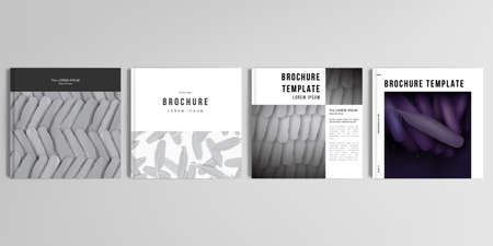 Realistic vector layouts of cover mockup design templates for square brochure, cover design, flyer, book design, magazine, poster. Feathers, birds plumage in abstract style. Graphic pattern.の写真素材