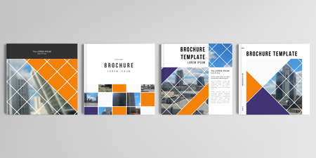 Realistic vector layouts of cover mockup templates for square brochure, cover design, flyer, book...