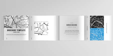 3d realistic vector layout of cover mockup design templates with urban city map of Paris for bifold square brochure, flyer, cover design, book design, magazine, brochure cover.のイラスト素材